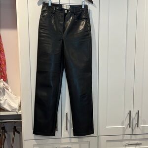 Aritzia Black Faux Leather Pants Melina style